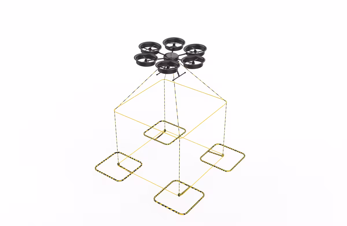 Hexacopter with detection frames schematic